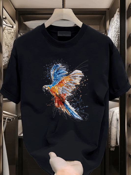 Fashion Brand Printing Summer Men's Elbow-Sleeved Top Couple T-Shirt