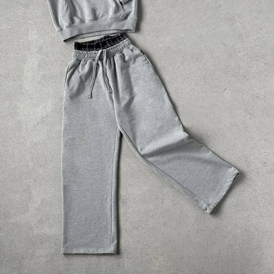 Double-Waisted Wide-Leg Comfort Joggers – Heather Grey or Black