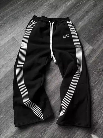 Casual Loose Straight Leg Pants Striped 2025 Summer Fashion Trend Brand Street Hip-hop Jogging Men's Women's Harajuku Sweatpants
