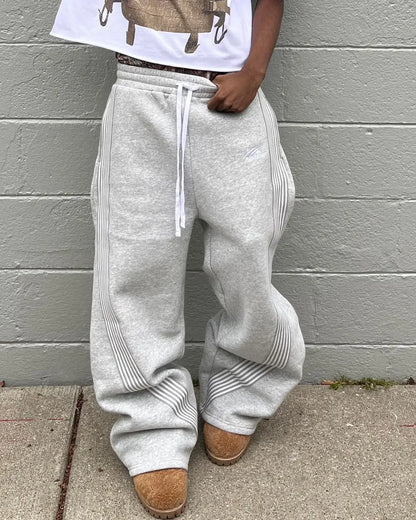 Casual Loose Straight Leg Pants Striped 2025 Summer Fashion Trend Brand Street Hip-hop Jogging Men's Women's Harajuku Sweatpants