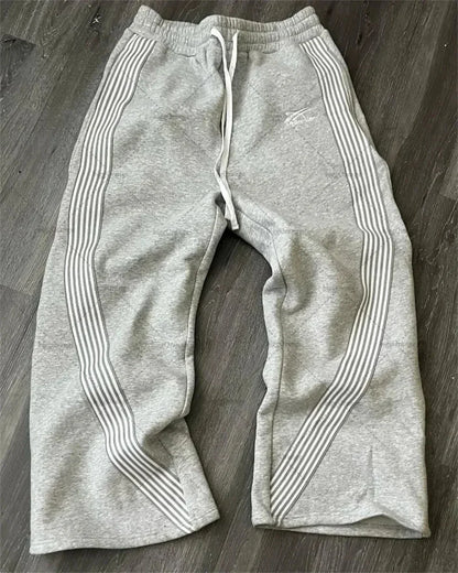 Casual Loose Straight Leg Pants Striped 2025 Summer Fashion Trend Brand Street Hip-hop Jogging Men's Women's Harajuku Sweatpants