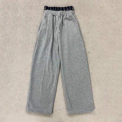 Double-Waisted Wide-Leg Comfort Joggers – Heather Grey or Black