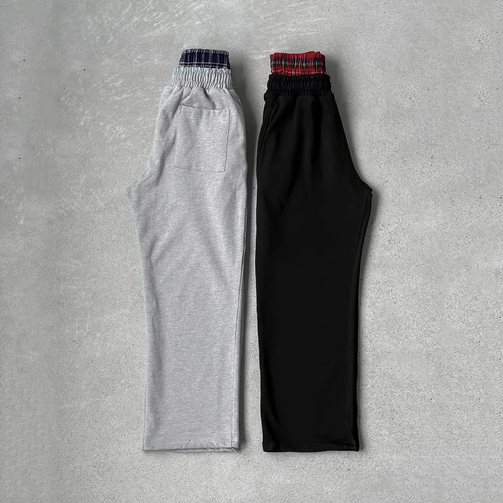 Double-Waisted Wide-Leg Comfort Joggers – Heather Grey or Black