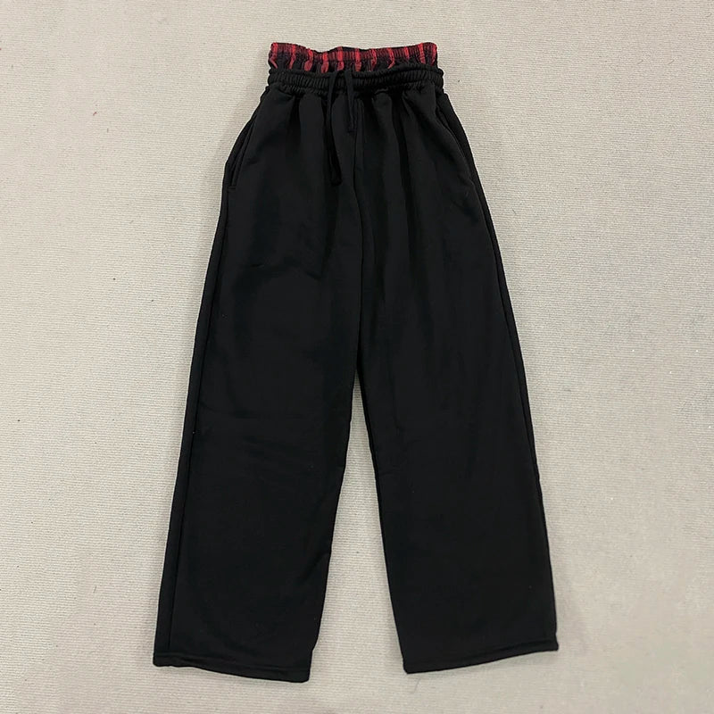 Double-Waisted Wide-Leg Comfort Joggers – Heather Grey or Black