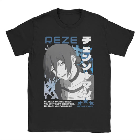 Chainsaw Man Reze T-Shirts Men Women Anime Manga Funny 100% Cotton Tee Shirt O Neck Short Sleeve T Shirts Party Clothes
