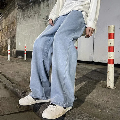 2025 Spring/Summer Korean Style Straight Leg Jeans Men's Fashion Versatile Loose Thin Pants Men's Washed Retro ﻿
