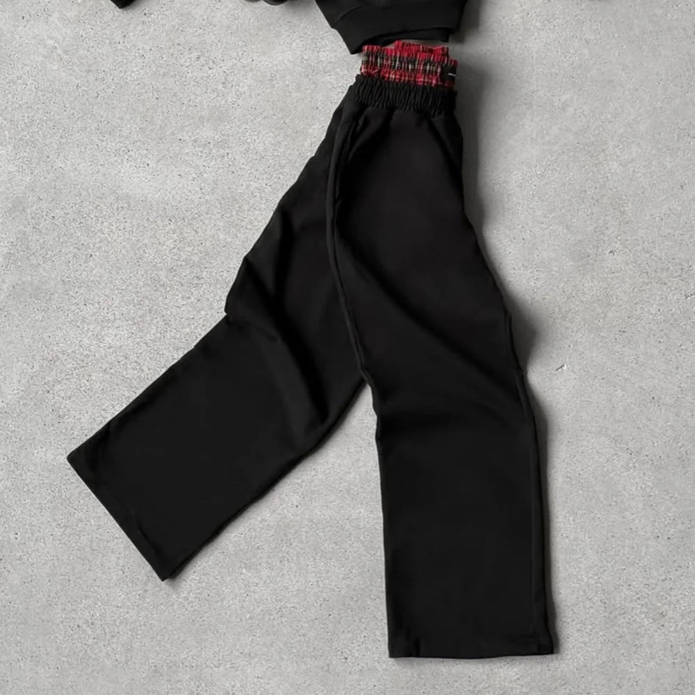 Double-Waisted Wide-Leg Comfort Joggers – Heather Grey or Black