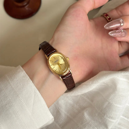 Oval Watch – Leather Strap, Fashion Casual